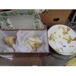 Set of 4 Minton's Gilt decorated cabinet plates, Darlington glass cake plate and assorted china