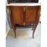 Decorative Marble topped Kingswood veneered French style cabinet of 2 drawers with brass applied