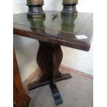 20thC Square Table with dyed green top and tripod base