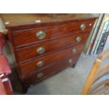 Georgian Mahogany Chest of 4 drawers with Brass oval drop handles and splayed legs