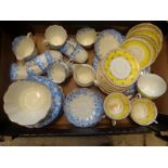 Alton Pattern Blue & White Floral decorated teaset and a Yellow and gilt part teaset