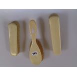 Edwardian Ivory backed 3 brush horse hair set