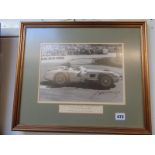 Framed Sepia Photograph of Juan Manuel Fangio racing Mercedes Benz Grand Prix de Monaco 1955