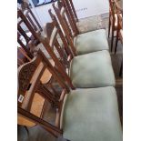 Set of 6 Edwardian Carved back dining chairs with upholstered seats