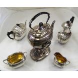 A Victorian silver (London 1888) five piece teaset consisting spirit kettle on stand (London