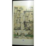 A Chinese watercolour of waterfall with seal mark.