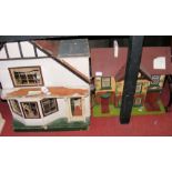 An old Amasham TRI-ANG early 20th century dolls house with fitted vintage furniture - 50cm wide x