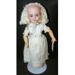 Simon and Halbig antique bisque head doll with glass eyes, open mouth and composite body - impress