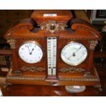 An Empire style clock barometer/thermometer with gilt mounts - 34cm wide