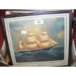 Selection of coloured reproduction prints of sailing vessels