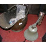 Old ship’s bell, together with a coal scuttle