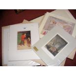 Selection of coloured prints, engravings, maps, etc.