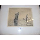 WILLIAM WYLLIE - an original etching of yachts racing in The Solent? - 20cm x 24cm