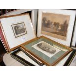 Selection of antique engravings relating to the Isle of Wight, including Clatterford House and