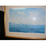 A STEVEN DEWS Limited Edition print of J-Class yachts racing - signed in pencil by the Artist to the