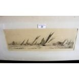 WILLIAM WYLLIE - an etching of yachts sailing off the Royal Yacht Squadron - 13cm x 38cm