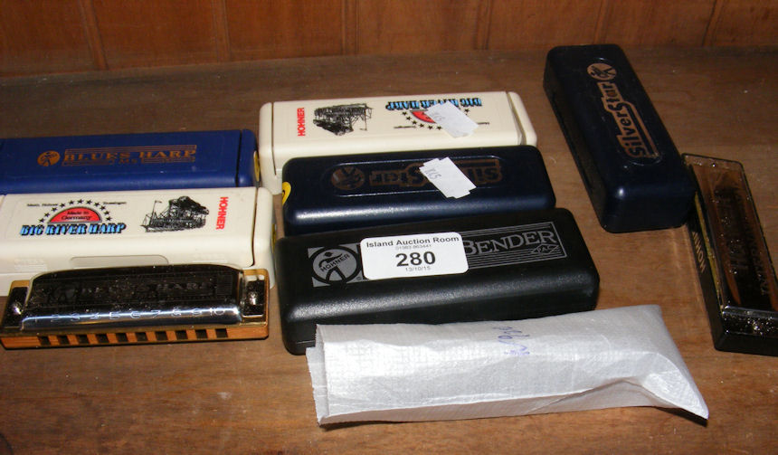 Selection of old harmonicas