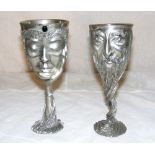 Royal Selangor, two Lord of the Rings pewter goblets in the form of "Gandalf" & "Galadriel".