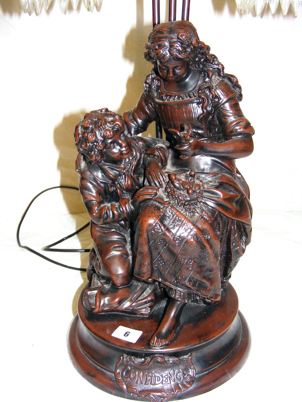 A large figural Dutch bronze lamp signed - Image 2 of 2