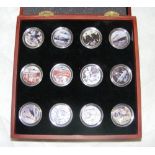 A cased set of titanic coins.