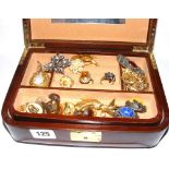 A jewellery box & contents of jewellery