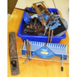 A box of assorted vintage tools & planes