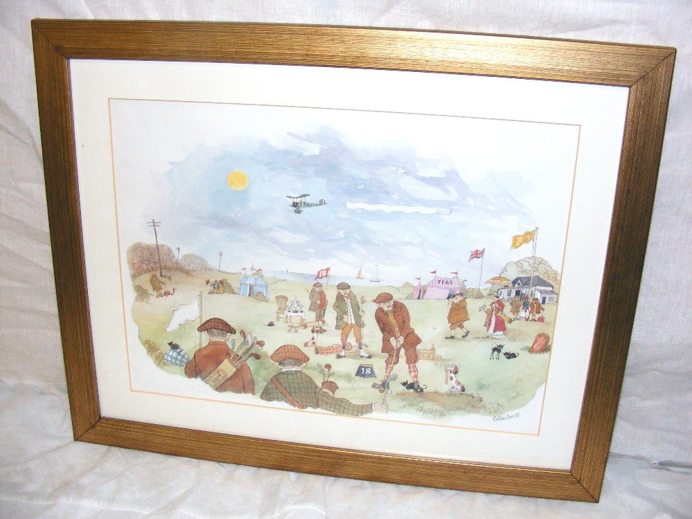 Colin Carr (1929 - 2002) An original signed watercolour painting of a golfing scene signed "Colin