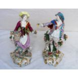 A pair of late 19th / early 20th century porcelain figurines, probably by Samson of Paris. Each 33cm