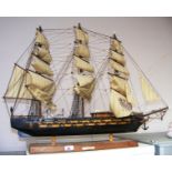 A model frigate, with plaque titled "Frigate Espanola 1780". 80cm wide. CONDITION REPORT: In good