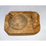 A Robert Mouseman Thompson style wooden ashtray. CONDITION REPORT: Note: we do not offer an in house