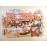 A Colin Carr original watercolour painting of "The Market Place, Caistor", 10" x 6.75" framed &