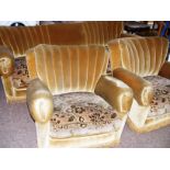 An Art Deco three piece suite. CONDITION REPORT: Note: we do not offer an in house postage