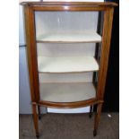 An Edwardian style inlaid & bow fronted display cabinet. 65cm wide. CONDITION REPORT: Appears in