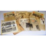 A collection of 1940's vintage newspapers including the Grimsby Evening Telegraph, Daily Mirror with