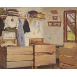 Marcel BRUNERY (1893-1982)	 "La chambre"	 huile sur panneau signée en bas à droite	14	5 x 18 cm (