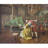 Marcel BRUNERY (1893-1982)	 "Scène galante"	 huile sur toile signée en bas à droite	 52 x 63 cm (