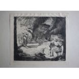 Alphonse LEGROS (1837-1911)	 "L'incendie"	 eau-forte	 épreuve sur Japon	 24 x 27 cm + marges