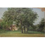 Francesco GONIN (1808-1889)	 "Paysage et ferme"	 huile sur papier marouflée	 monogrammée en bas à