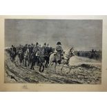 MEISSONIER d'après	 " La campagne de France - 1814 "	 gravure noir et blanc	 53 x 35 cm	 encadrement