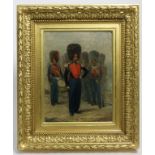 ECOLE FRANCAISE DU XIXème	 " Grenadiers "	 huile sur toile	 anonyme	 33 x 25 cm	 TBE.