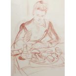 Jean-Louis BOUSSINGAULT (1883-1943), "Jeune femme à table" 40, sanguine signée et datée en bas à