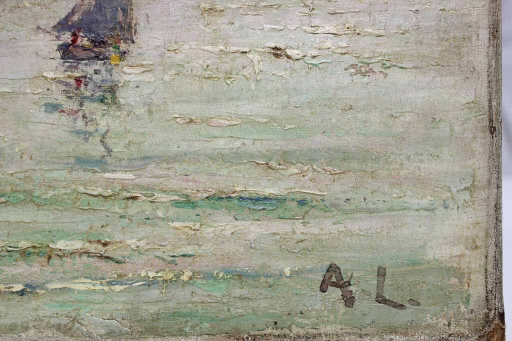 Dans le goût d'Albert LEBOURG (1849-1928), "Falaise" huile sur toile, monogrammée AL en bas à - Image 2 of 3