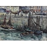 Robert L.P. LAVOINE (1916-1999), "Honfleur" 1950, aquarelle signée en bas à gauche, située et