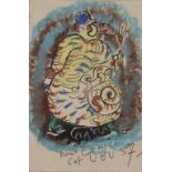 Jacques LAGRANGE (1917-1995), "Ubu roi" 57, pastel et gouache signé et daté en bas à droite, 10 x 14