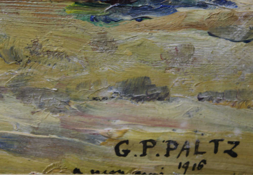 G.P. PALTZ (XIX-XXe), "Bord de mer" 1916, huile sur panneau signée, datée et dédicacée en bas à - Image 3 of 4