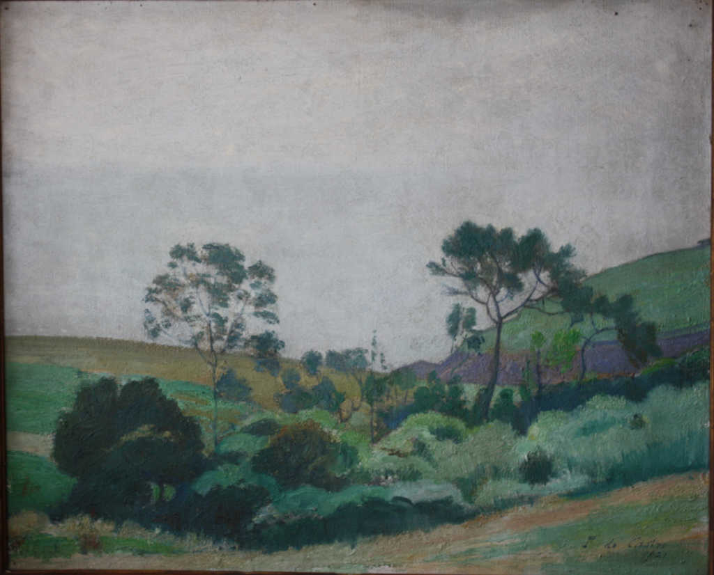 Paul DE CASTRO (1882-1939), "Paysage printanier" 1921, huile sur toile signée et datée en bas à