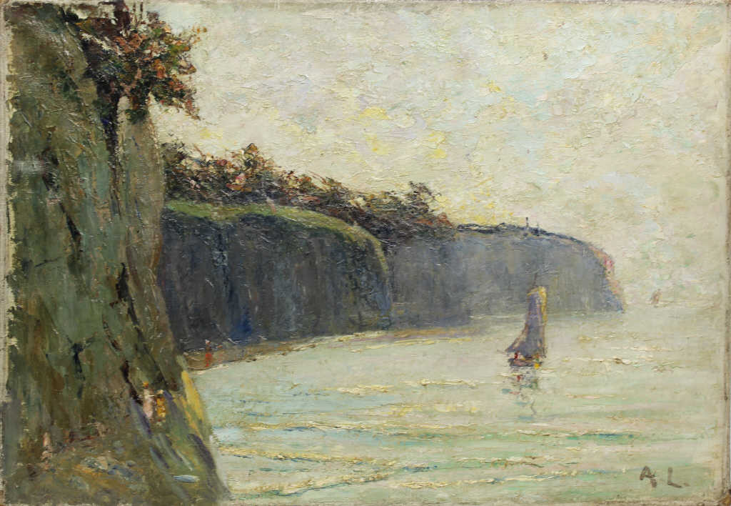 Dans le goût d'Albert LEBOURG (1849-1928), "Falaise" huile sur toile, monogrammée AL en bas à