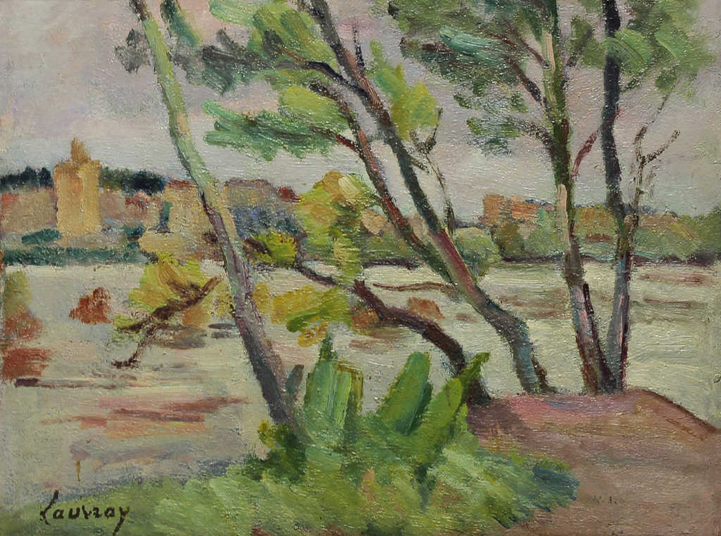 Abel LAUVRAY (1870-1950), "Le Rhône à Avignon", huile sur toile signée en bas à gauche, titrée au