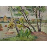 Abel LAUVRAY (1870-1950), "Le Rhône à Avignon", huile sur toile signée en bas à gauche, titrée au