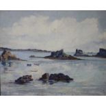 Salomon Alfred BOISECQ (1911-2005), "Marine", huile sur toile non signée, 49 x 99 cm